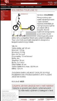 Prodám koloběžku zn. TOUR - LINE, vel. 12" - 7