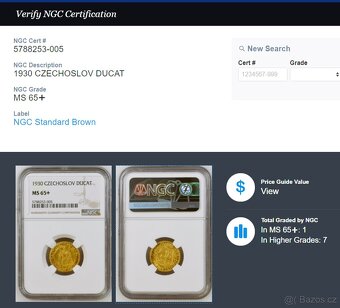 Svatováclavský dukát 1926, certifikace NGC MS 65 - 7