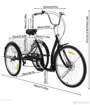 Tříkolka pro dospělé 26 "6 rychlostí s košíkem - 7