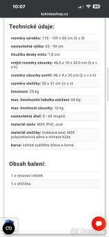 MIADOMODO PSACÍ STŮL S POLICEMI A TABURETEM, SV. DŘEVO/ČERNÁ - 7
