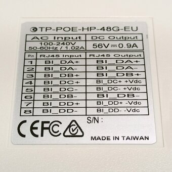 TP-POE-HP-48G-EU, napájecí zdroj, PoE inserter - 7