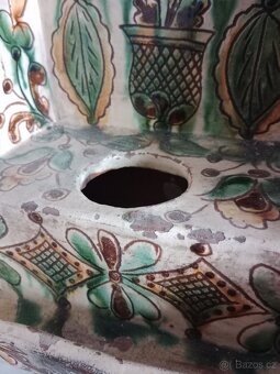 Keramický kahánkový svícen / lidová majolika – ruční malba - 7