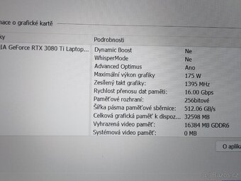 Herní notebook z rtx 3080ti 16gb 175W - 7