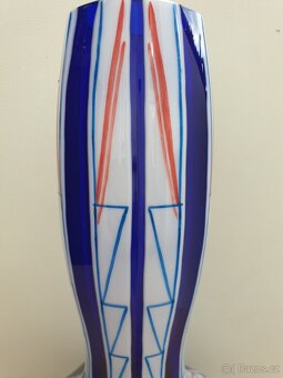 ZAMLUVENO-STAROŽITNÁ PŘEJÍMANÁ SKLENĚNÁ VÁZA RETRO 31CM - 7