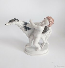 Starožitná porcelánová figura - putto a barzoj - Rosenthal - 7