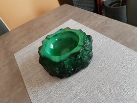 Masivní malachitové sklo -popelník - 7