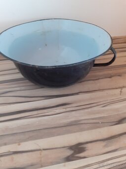 Retro  modrý  škopek  smalt, Retro  mísy - 7