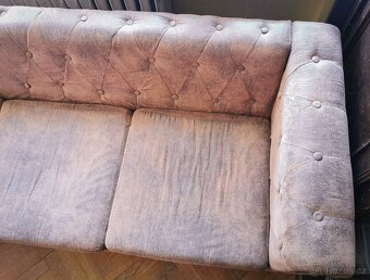 Chesterfield sedačka 3místná umělá kůže hnědá - 7