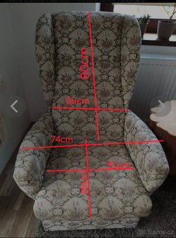 Vintage křeslo ušák s květinovým vzorem - 7