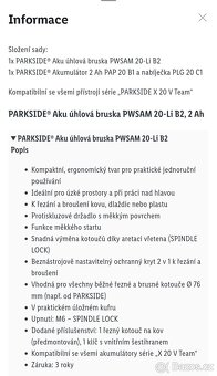 Aku bruska V20 Parkside - 7