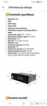 Nové autorádio USB, Bluetooth, SD karty - 7