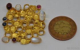 Velká zlatá brož s kameny 18ti karátové zlato - 7