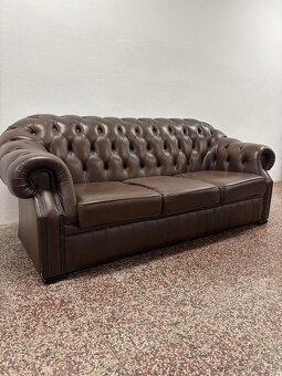 CHESTERFIELD ŠTÝL,KOŽENÁ 3+2+1,TMAVO-HNEDÁ - 7