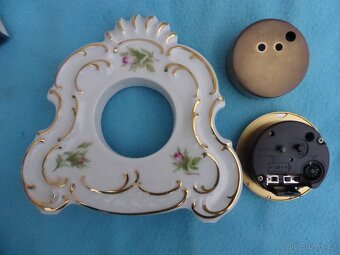 Porcelánový budík Lindner Německo, zlacené - 7