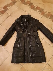 Kožený černý vyteplený kabát 3/4, vel.M - 7
