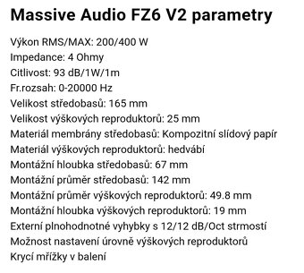 Komponentní reproduktory do auta Massive Audio - 7