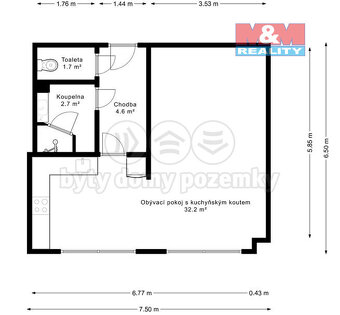 Pronájem bytu 1+kk, 41 m², Praha, ul. Kytlická - 7