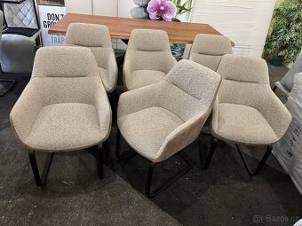 NOVÝ Luxusní jídelní set Masivní stůl se 6 křeslami - 7