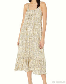 Dlouhé letní šaty květované zlaté Mango L XL 40 42 - 7