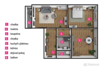 Pronájem byty 2+1, 57 m2 - Třebíč - Borovina, ev.č. 00234 - 7