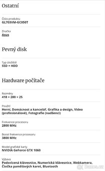 Herní notebook Asus Rog Strix GL703 VM - 7