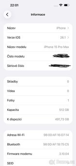 iPhone 15 Pro Max 512GB modrý titan - výborný stav - 7