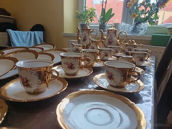 Porcelánový servis 24karátové zlato starožitnosti Bavorsko - 7