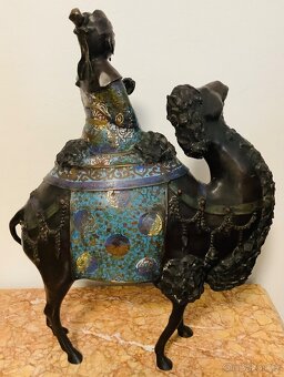 Starožitná bronzová socha Cloisonne Japonsko - 7