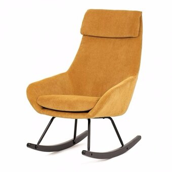 Křeslo houpací, potah žlutá, šedá manšestrová látka - 7