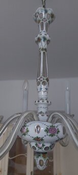 Starožitný malovaný skleněný lustr - 7