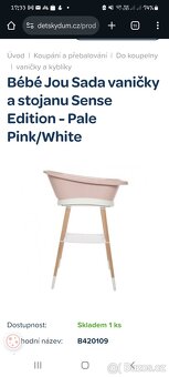 Bébé Jou Sada vaničky a stojanu Sense Edition - Pale Pink/Wh - 7