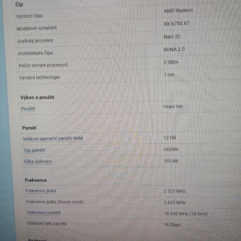 Prodám Radeon RX 6750 XT OC 12GB - 7
