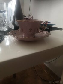 Růžový zlacený porcelán H&C - 7