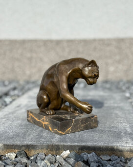 Bronzová socha Kočka hrající si luxusní dekorace dárek - 7