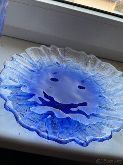 Sada modrých skleněných mís – „Ledová struktura“ - 7