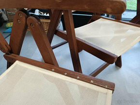 dřevěný stůl, lavice, 3 židle - 7