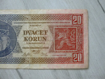Stará BANKOVKA 20 Kčs, RAŠÍN/ŠTEFÁNIK r. 1926 série Uf - 7