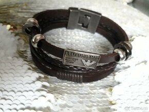 Pánský značkový náramek Armani Pravá kůže 21,5 cm - 7