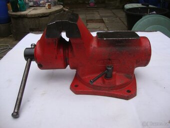 Svěrák YORK 125mm červený zachovalý otočná základová deska - 7