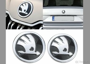 Škoda znaky kapota kufr - černé, chromové 80mm 90mm 100m - 7