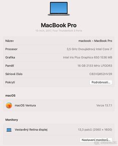 Macbook PRO 13, 16GB. 500GB, I7 - 7