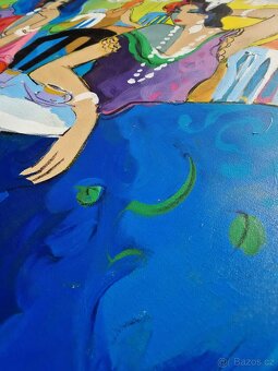 ISAAC MAIMON - Women in the Cafe (UNIKAT - olejomaľba/akryl) - 7