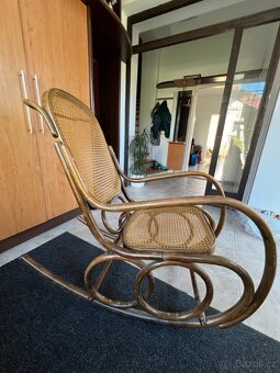 Houpací křeslo Ton Thonet masiv dřevo vypletené - 7