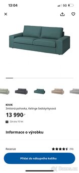 Pohovka/gauč KIVIK IKEA třímístná manšestrová - 7