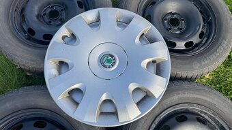 Disky 5x100 r15 + originální poklice + zimní pneu - 7
