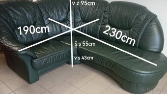 Kožená rohová sedací souprava - TOP STAV - 7