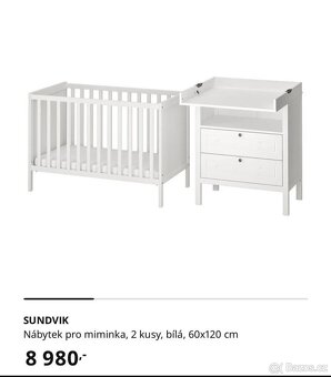 Dětská postýlka a komoda s přebalovacím pultem - 7
