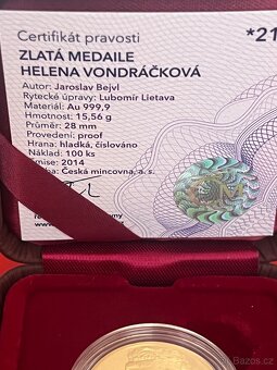 Zlato / zlatá mince zpěvačka Helena Vondráčková - 7