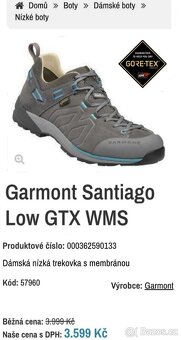 Dámské pohorky Garmont Santiago Low GTX vel.41,5 - 7