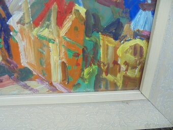 OBRAZ OLEJ NA KARTONU-POHLED NA KARLOVY VARY - 7